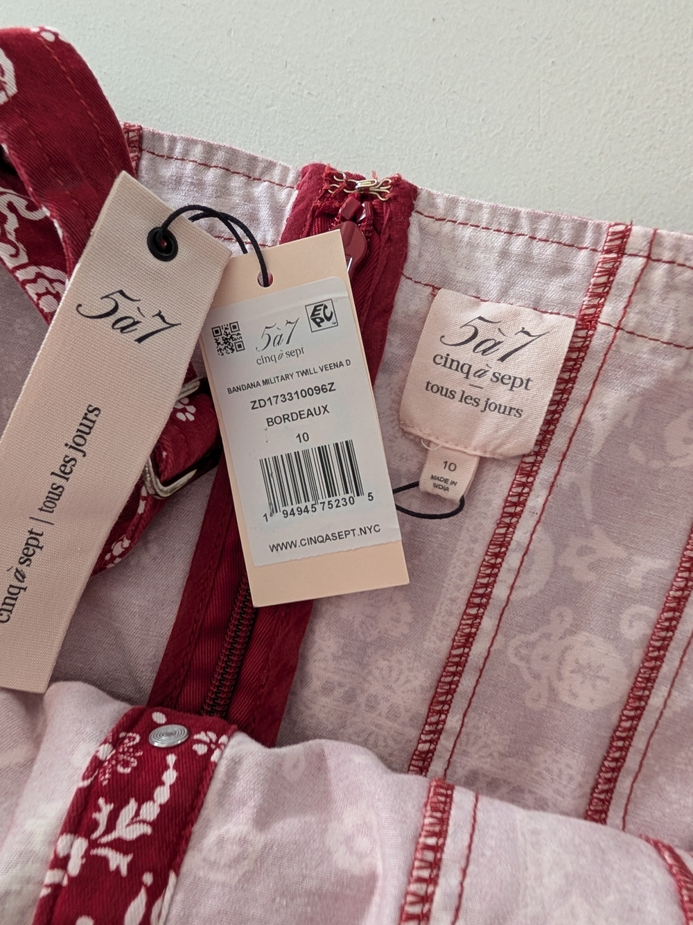 NWT cinq a sept Red Bandana-Print 'Veena' Midi Dress - Picture 9 of 10